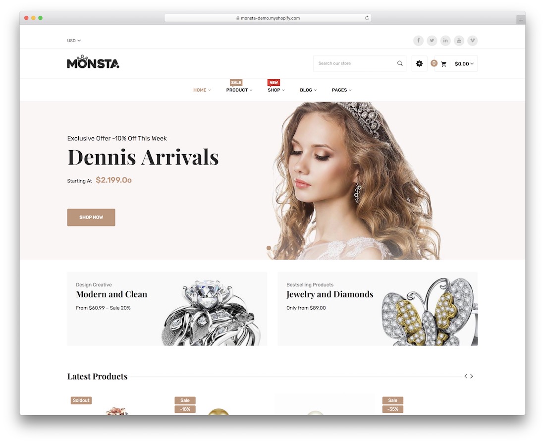 9款最佳Shopify珠宝主题 3 Monsta