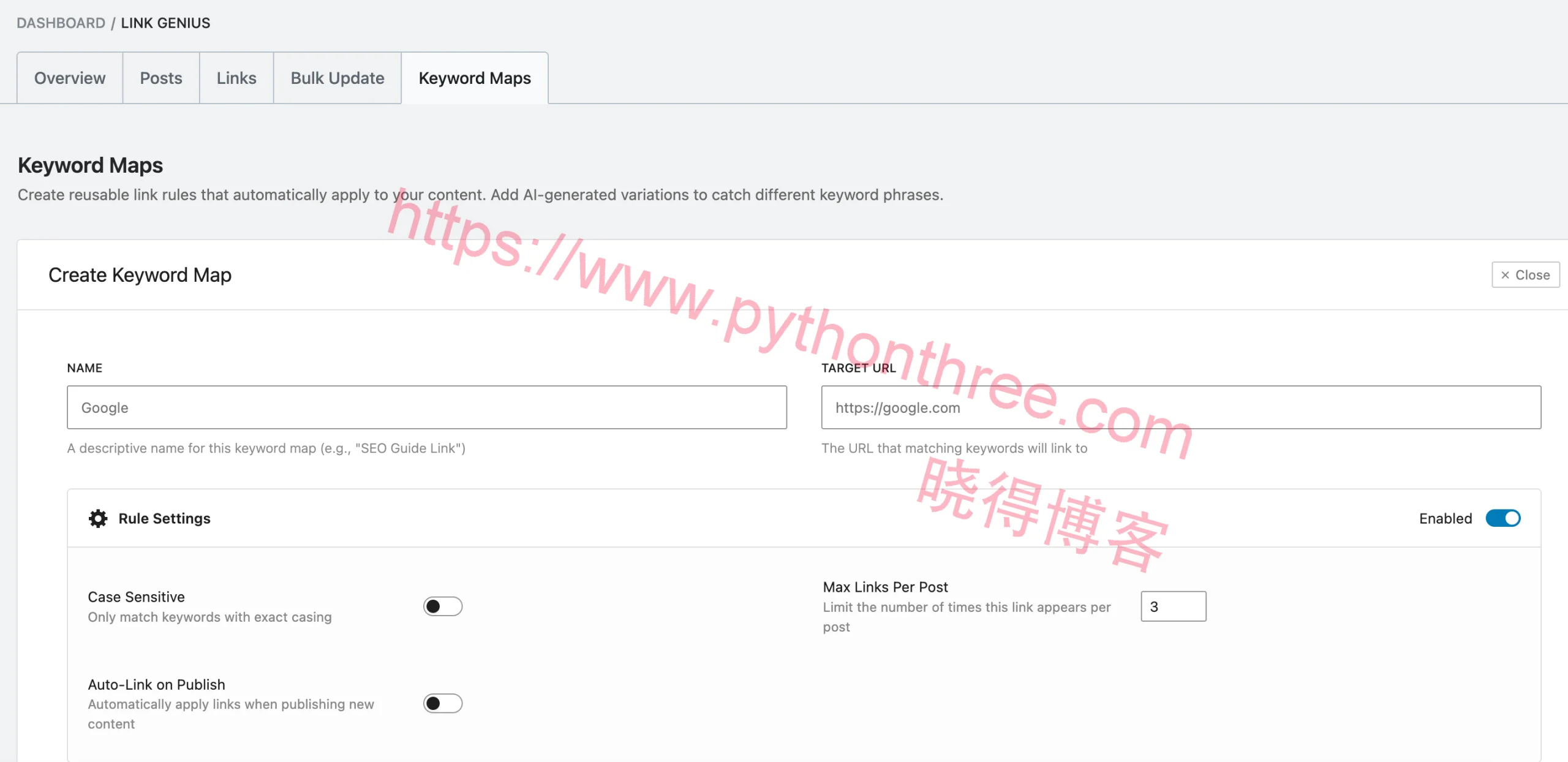 rank math seo插件Link Genius keywordd maps